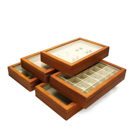 Wooden Showcase Tray Transparent Lid-JPM0113 - Jewelry Packaging Mall