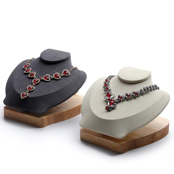 Versatile Microfiber Solid Wood Necklace Busts - Jewelry Packaging Mall
