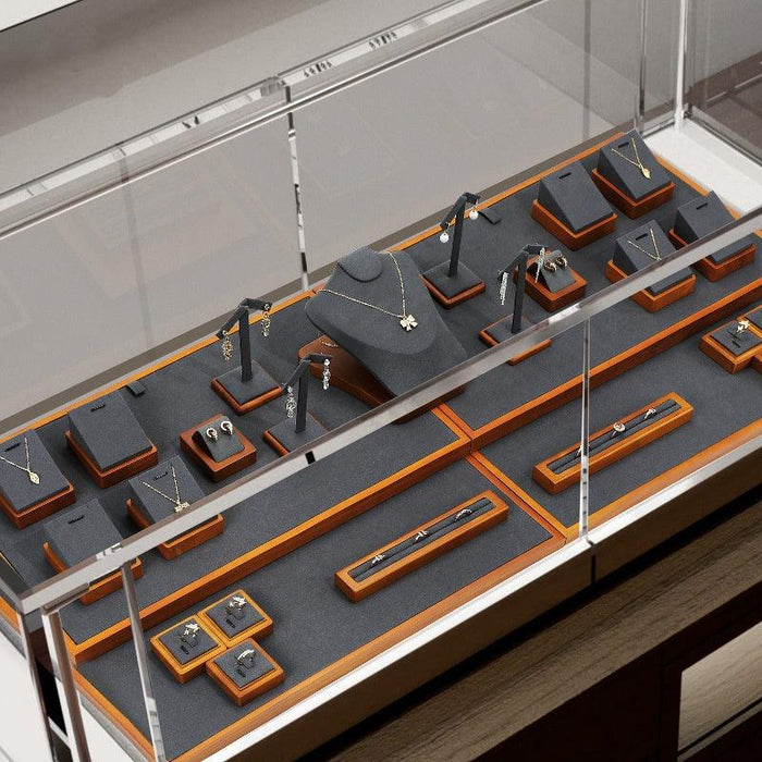 Contemporary Gray Wooden Display Collection - Jewelry Packaging Mall