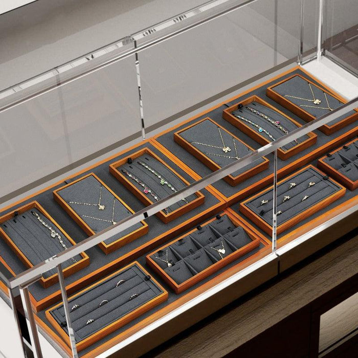 Contemporary Gray Wooden Display Collection - Jewelry Packaging Mall