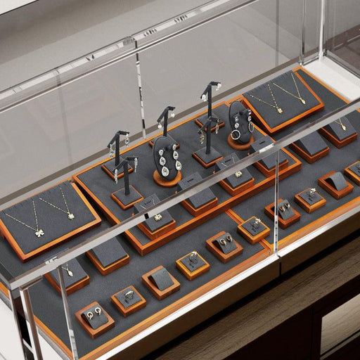 Contemporary Gray Wooden Display Collection - Jewelry Packaging Mall