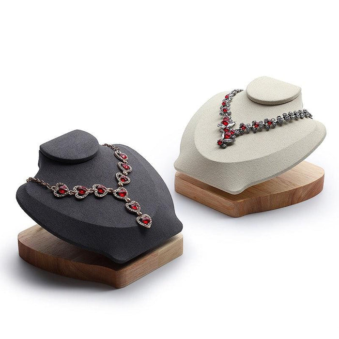Versatile Microfiber Solid Wood Necklace Busts - Jewelry Packaging Mall