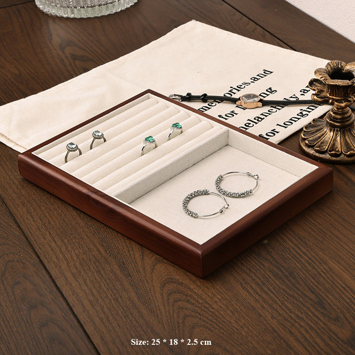 Classic Wooden & Linen Jewelry Display Tray