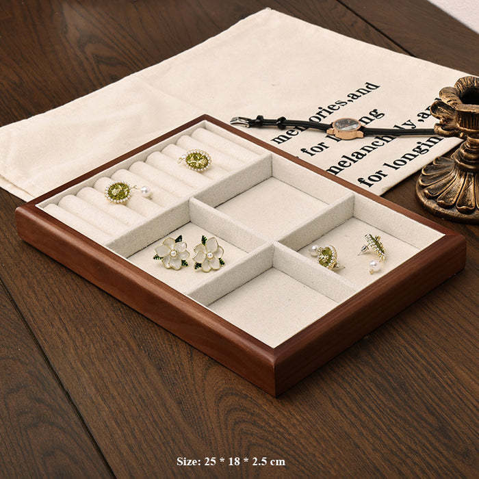Classic Wooden & Linen Jewelry Display Tray