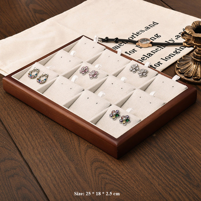 Classic Wooden & Linen Jewelry Display Tray