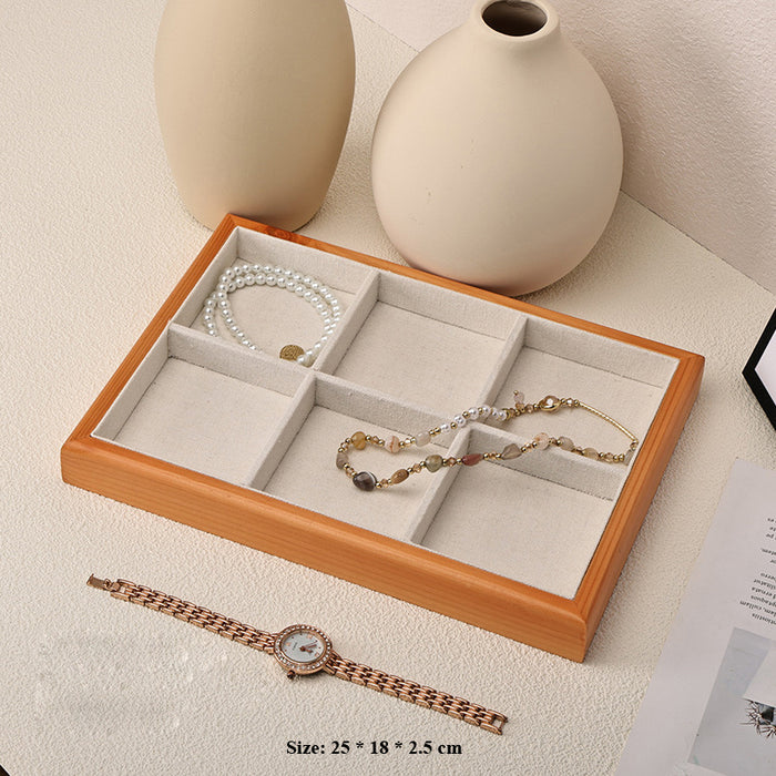 Classic Wooden & Linen Jewelry Display Tray