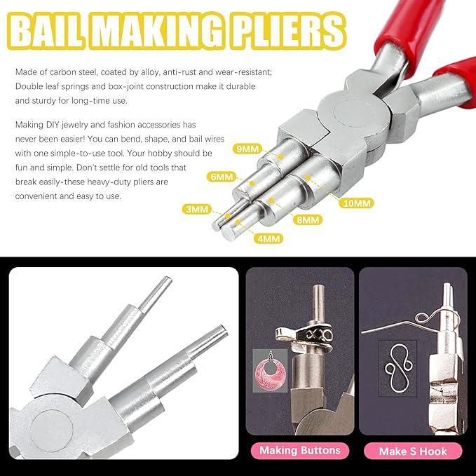 5 Pcs Jewelry Ring Bracelets Sizer Tools Measuring Set Includes Wooden Step Bracelet Mandrel, Rubber Hammer, Wire Bending Pliers, Wrist and Finger Sizer for Jewelry Making Crafts - Jewelry Packaging Mall