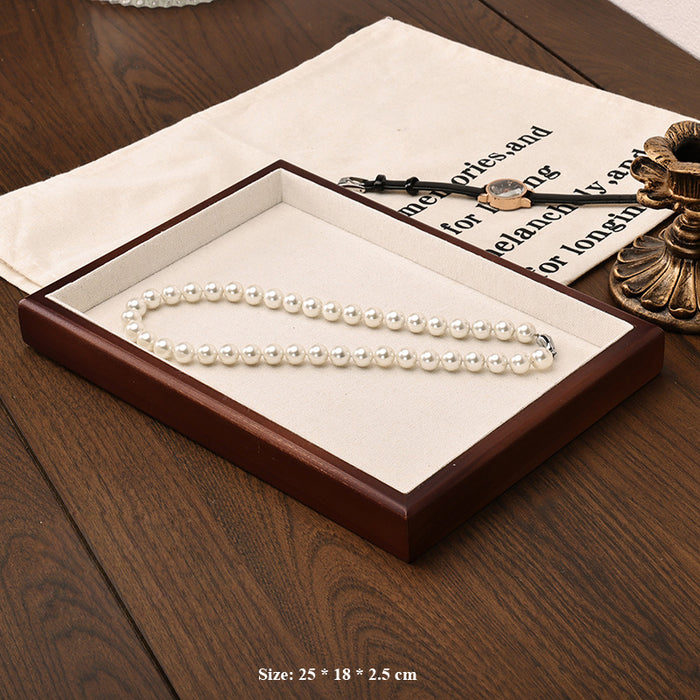 Classic Wooden & Linen Jewelry Display Tray