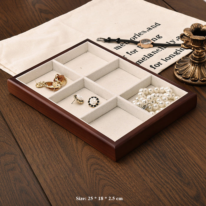 Classic Wooden & Linen Jewelry Display Tray