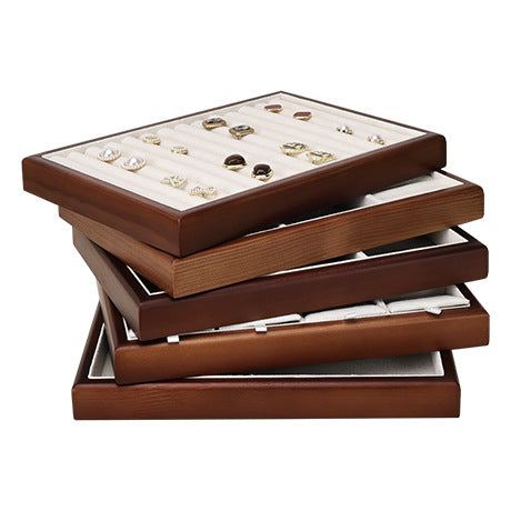 Classic Wooden & Linen Jewelry Display Tray