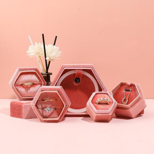 Hexagon Ring Velvet Box Collection-JPM0193 - Jewelry Packaging Mall