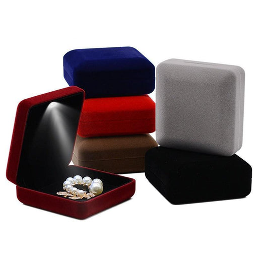 Velvet Brooch Memorial Pin Badge Box with LED - Jewelry Packaging Mall