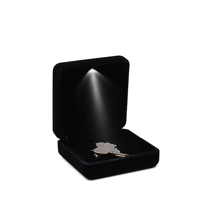 Velvet Brooch Memorial Pin Badge Box with LED - Jewelry Packaging Mall