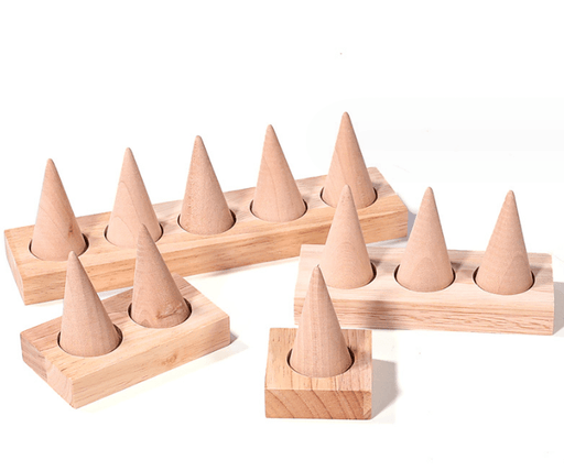 Cone Shape Wood Finger Ring Stand For Fashion Jewelry - Jewelry Packaging Mall