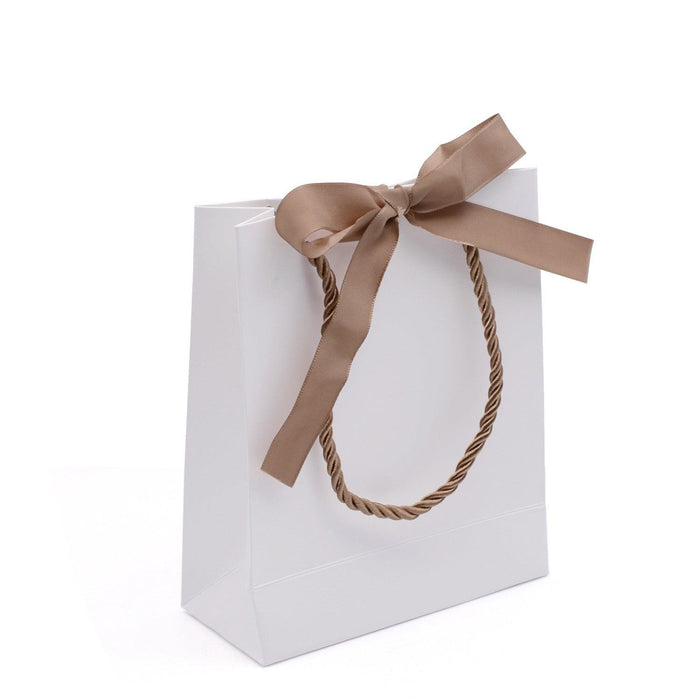 Fancy Shopping Bag With Golden Ribbon (10 pcs Per Pack) - Jewelry Packaging Mall