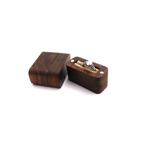 Mini Ring Box Handcrafted Walnut Wood Jewelry Box for Wedding Ceremony Ring Storage - Jewelry Packaging Mall