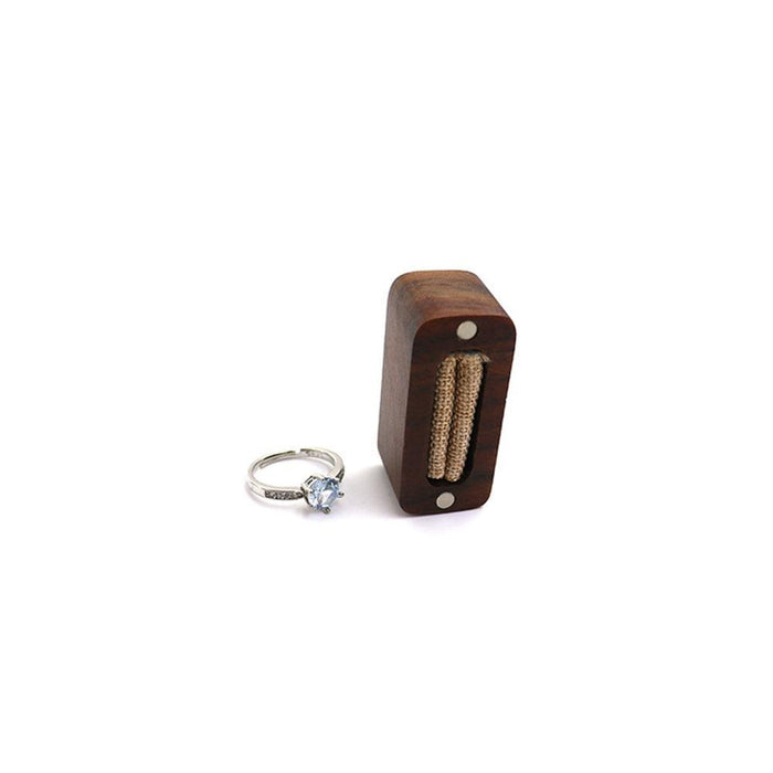 Mini Ring Box Handcrafted Walnut Wood Jewelry Box for Wedding Ceremony Ring Storage - Jewelry Packaging Mall