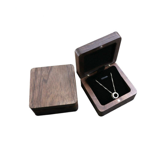 Natural Walnut Wooden Necklace Gift Box Pendant Storage Case Jewelry Display Box - Jewelry Packaging Mall