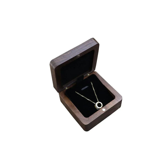 Natural Walnut Wooden Necklace Gift Box Pendant Storage Case Jewelry Display Box - Jewelry Packaging Mall