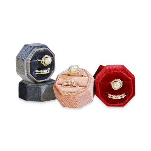 Opulent Octagons Velvet Box Collection white background - Jewelry Packaging Mall