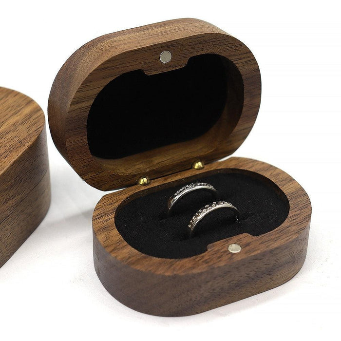 Walnut Oval Double ring Jewelry Box - Jewelry Packaging Mall