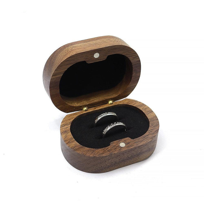 Walnut Oval Double ring Jewelry Box - Jewelry Packaging Mall