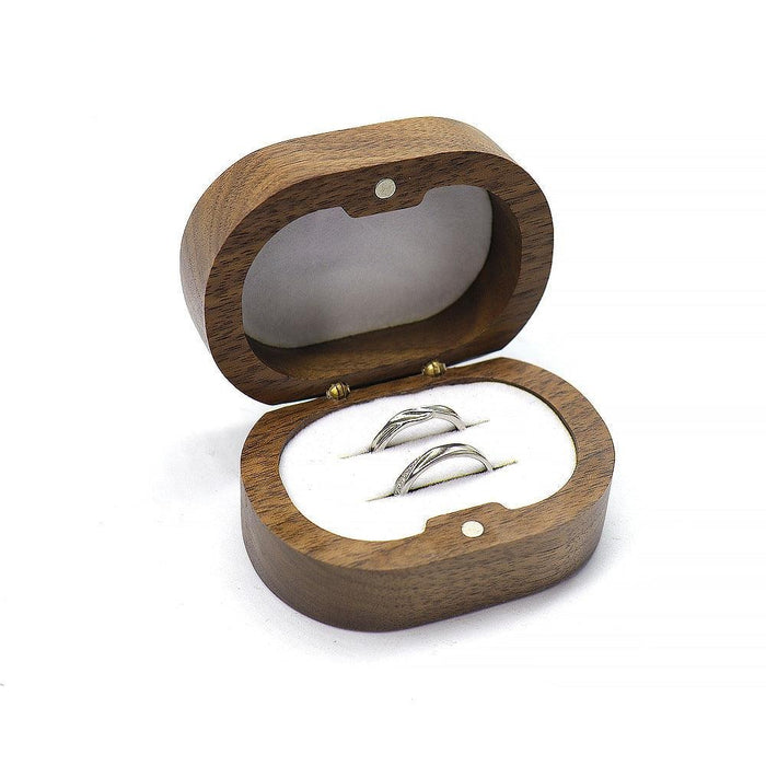 Walnut Oval Double ring Jewelry Box - Jewelry Packaging Mall