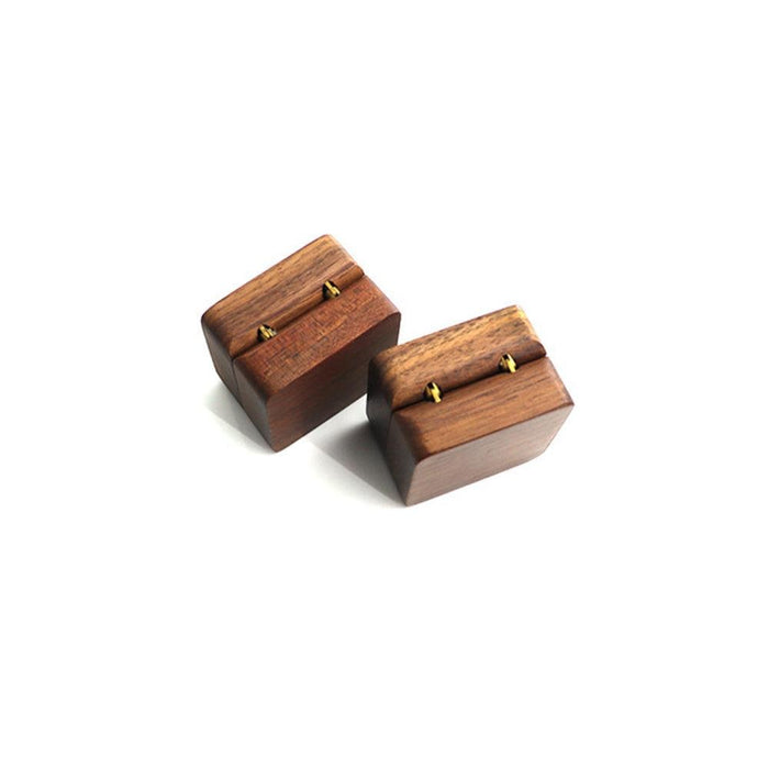 Walnut Wood Engagement Single Ring Gift Box - Jewelry Packaging Mall