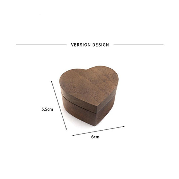 Walnut Wood Heart Single and Double ring Jewelry box - Jewelry Packaging Mall