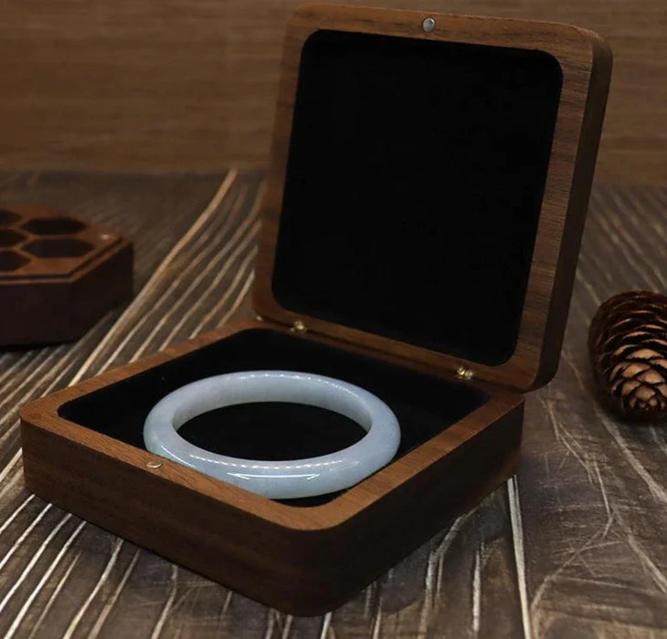 Wood Bracelet Gift Box Walnut Bangle Display Jewelry Box with Interlocking Hinges for Birthday Anniversary Other Collectibles - Jewelry Packaging Mall