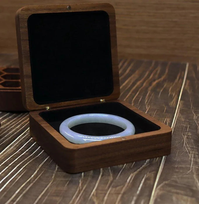 Wood Bracelet Gift Box Walnut Bangle Display Jewelry Box with Interlocking Hinges for Birthday Anniversary Other Collectibles - Jewelry Packaging Mall