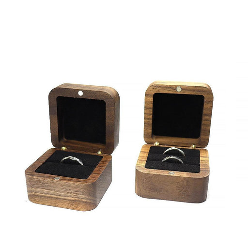 Wooden Ring Box for Wedding Ceremony 2 Slots Vintage Ring Bearer Box - Jewelry Packaging Mall