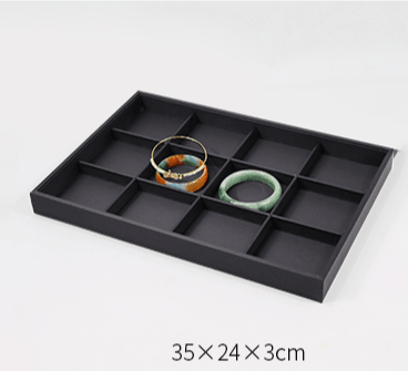 Black Linear PU Leather Showcase Trays - Jewelry Packaging Mall