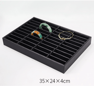 Black Linear PU Leather Showcase Trays - Jewelry Packaging Mall