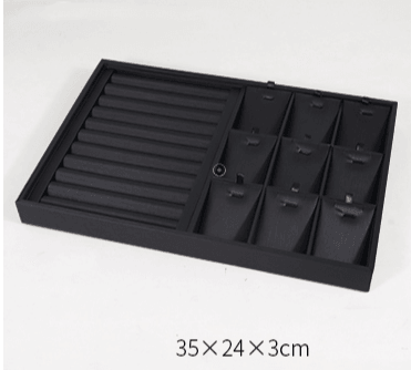 Black Linear PU Leather Showcase Trays - Jewelry Packaging Mall