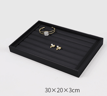 Black Linear PU Leather Showcase Trays - Jewelry Packaging Mall