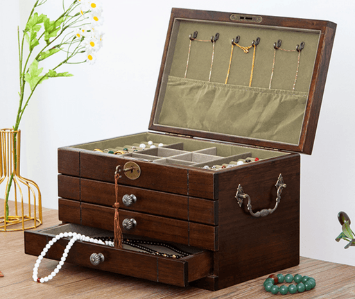 Classic Solid Wood Jewelry Organizer (4 drawers) - Jewelry Packaging Mall