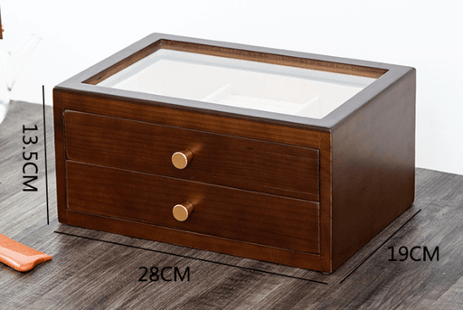 Classical Solid Wood Organizer with Glass Lid - Jewelry Packaging Mall