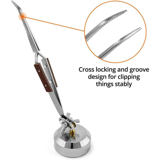 Cross Locking Jewelry Welding/Soldering Tweezers with Base 360° Rotation - Jewelry Packaging Mall