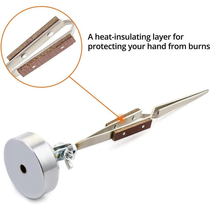 Cross Locking Jewelry Welding/Soldering Tweezers with Base 360° Rotation - Jewelry Packaging Mall