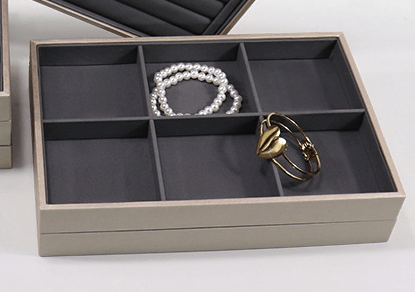Golden Frame PU Showcase Trays - Jewelry Packaging Mall