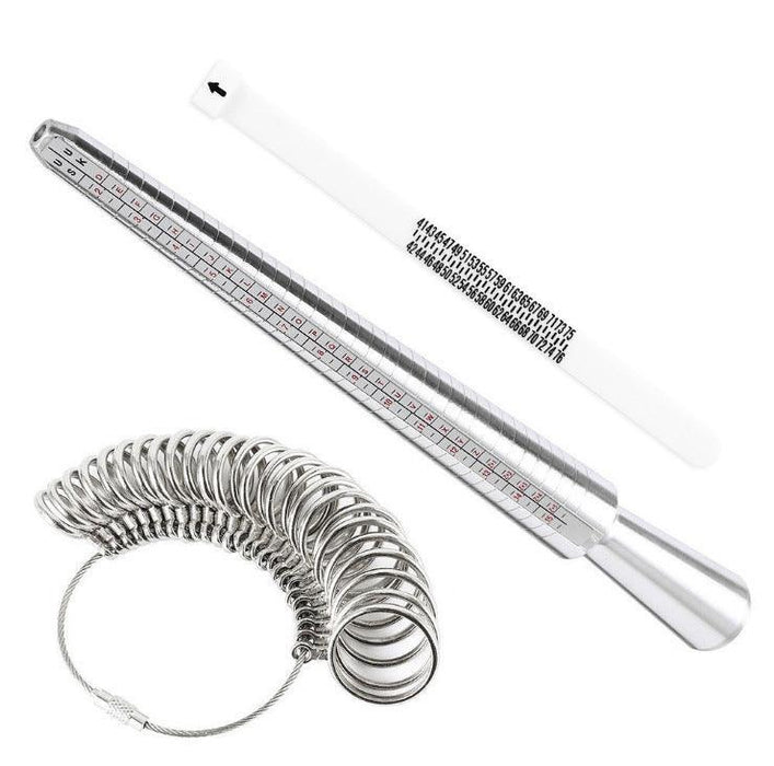 USUK EU FR Ring Sizer Measuring Tool, Metal Ring Sizing Kit with Finger Sizer Mandrel for Jewelry Sizing Measuring. - Jewelry Packaging Mall