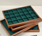 Vintage Wood Frame Microfiber Showcase Trays - Jewelry Packaging Mall