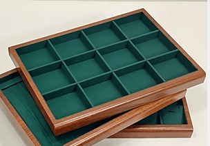 Vintage Wood Frame Microfiber Showcase Trays - Jewelry Packaging Mall