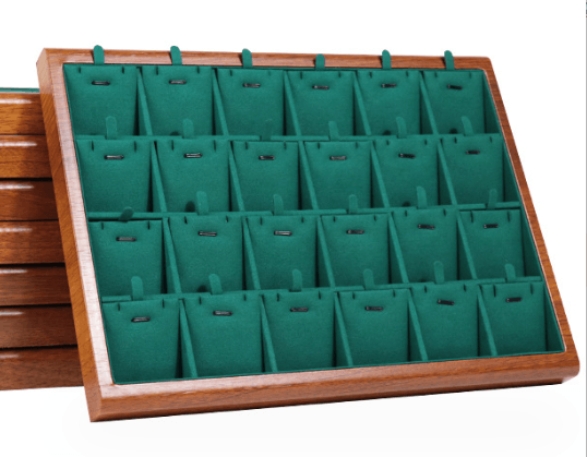 Wood Microfiber Showcase Tray-JPM0105 - Jewelry Packaging Mall